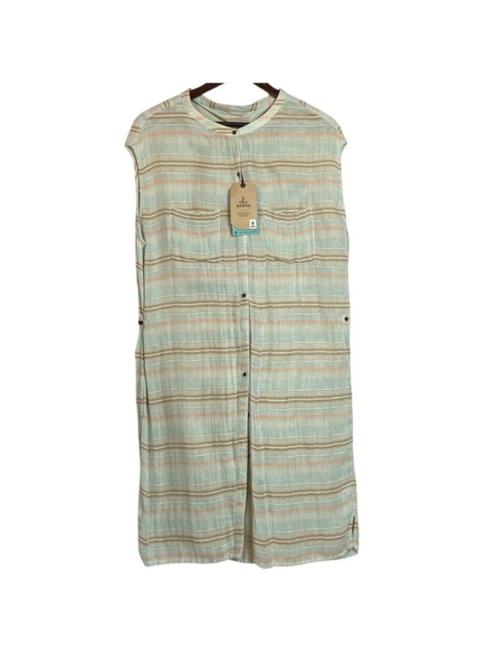PrAna Buenos Dias Dress Iced Aqua Size L Fair Trade Sustainable Cotton Sleeveles
